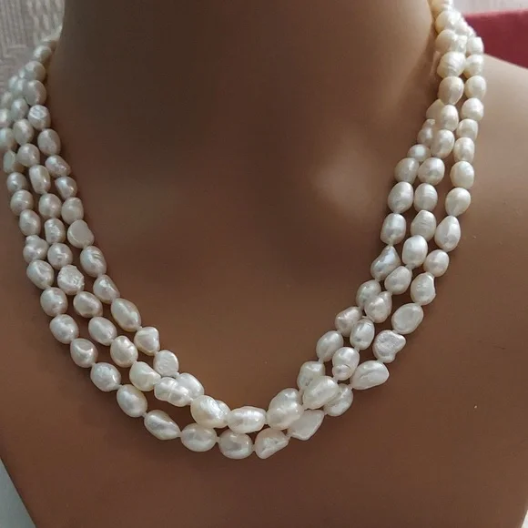 Hand Knotted 58 Inch 12 mm Baroque Pearl Necklace